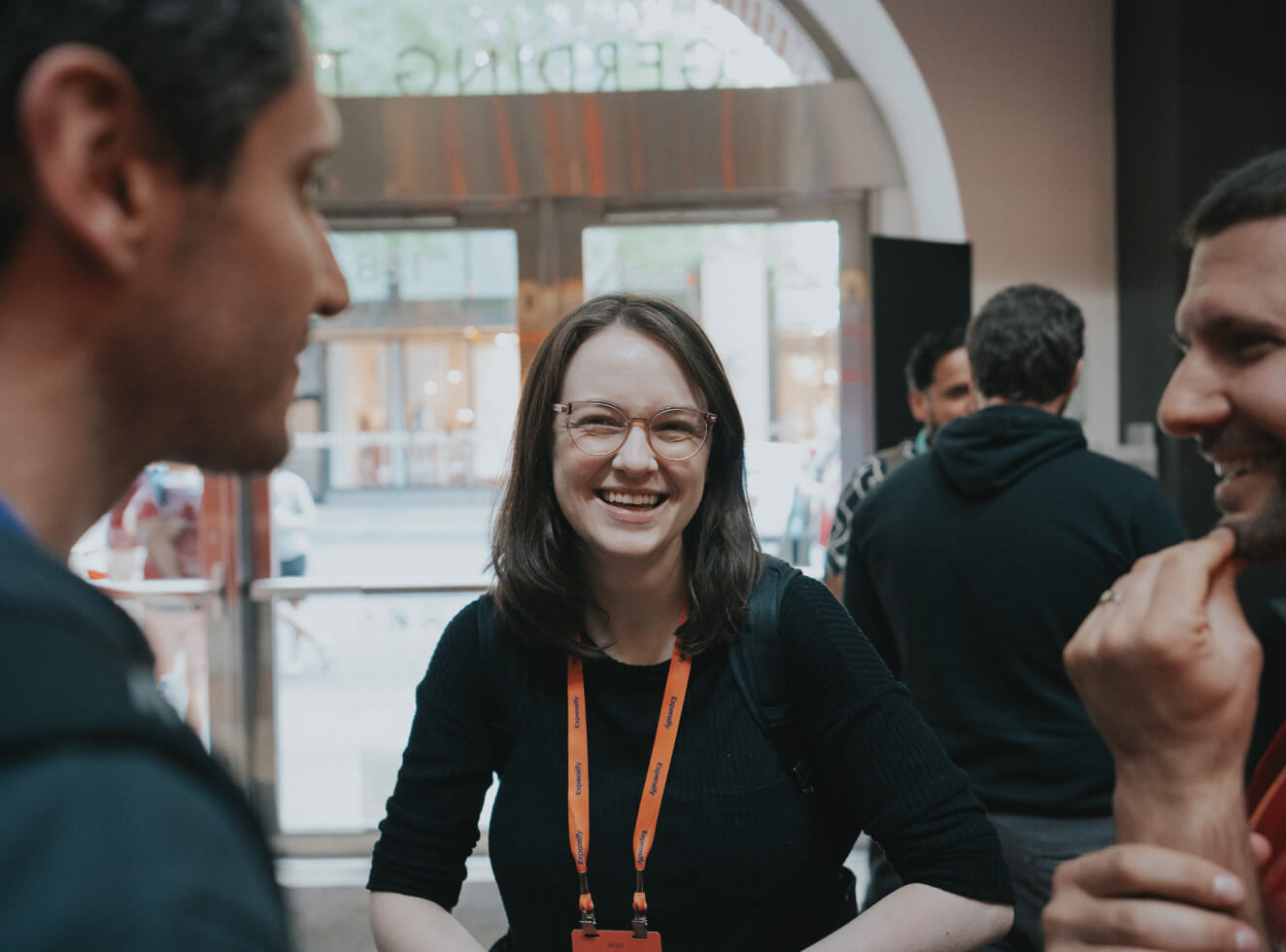 Attendees gathered in the hall at a Chain React conference