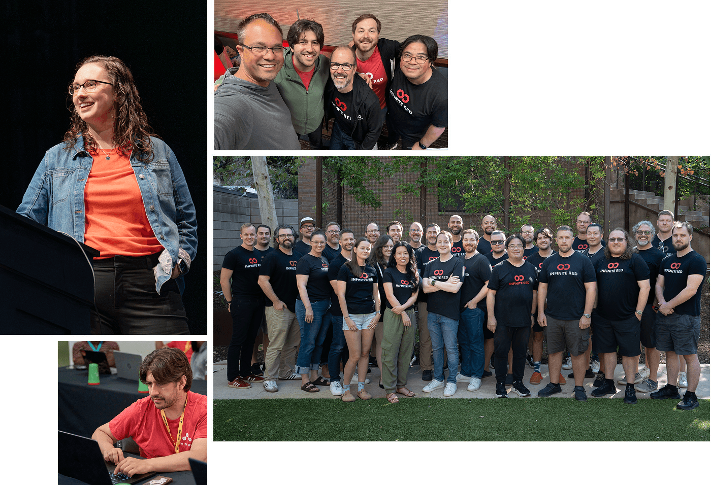 Photos of the Infinite Red team together