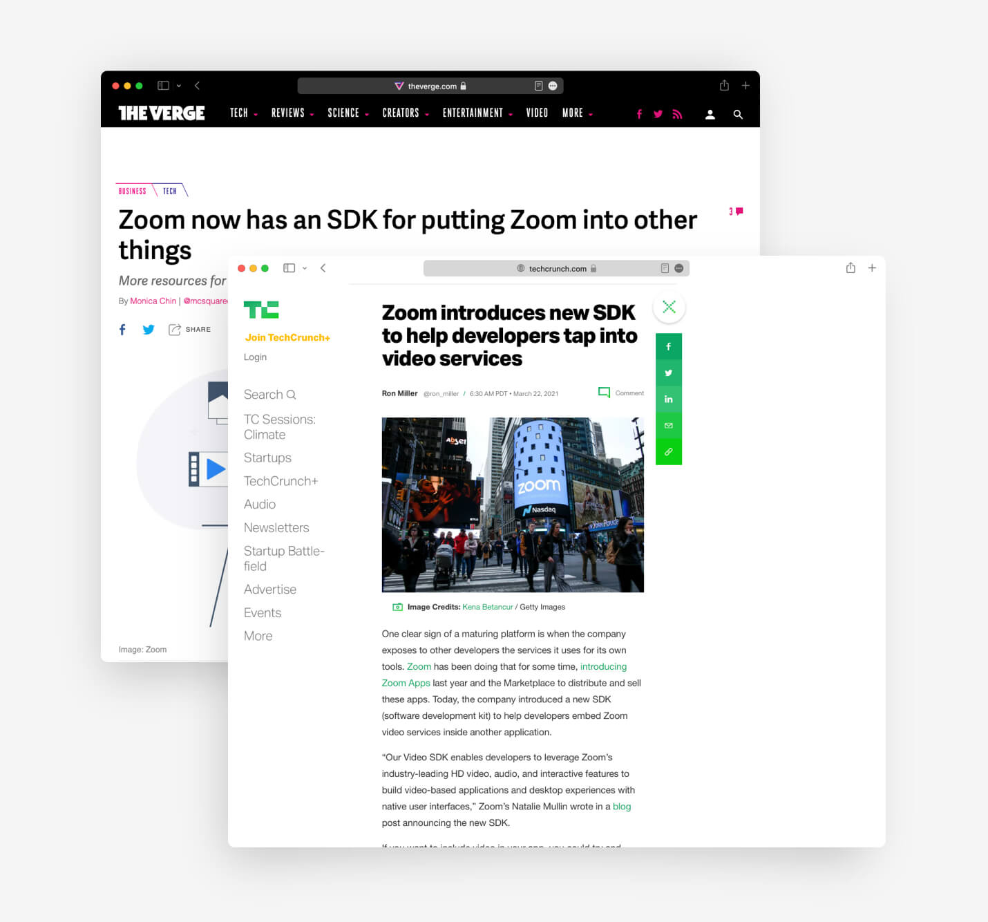 Press coverage announcing Zoom's Video SDK